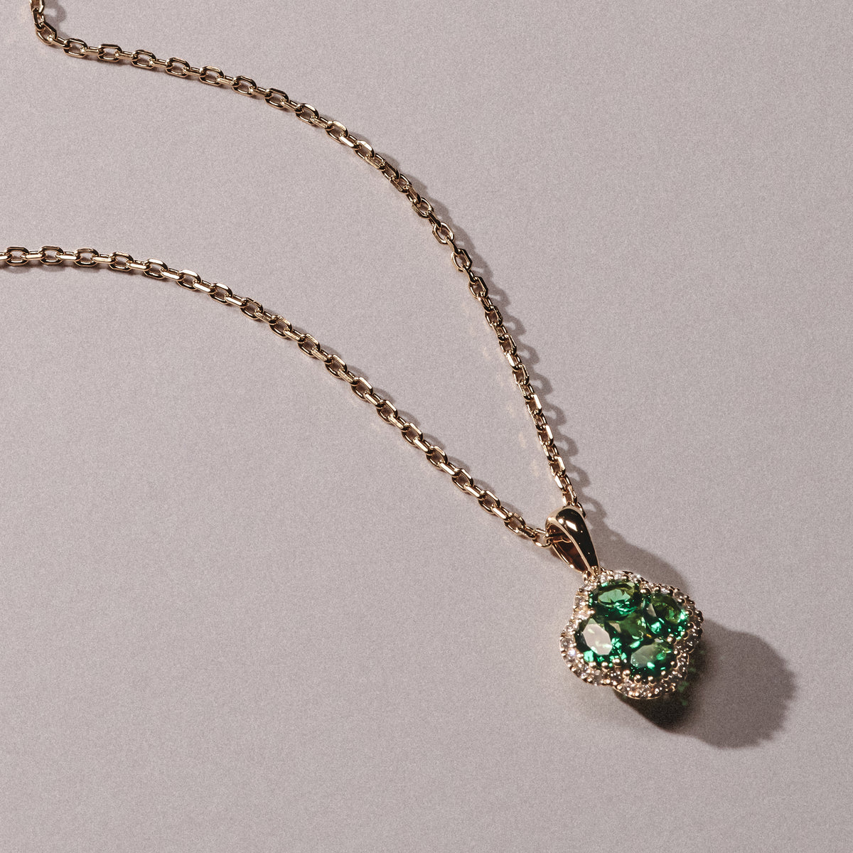 Alegria 1.04ct Emerald and Lab Diamond Pendant Necklace in 9K Yellow Gold