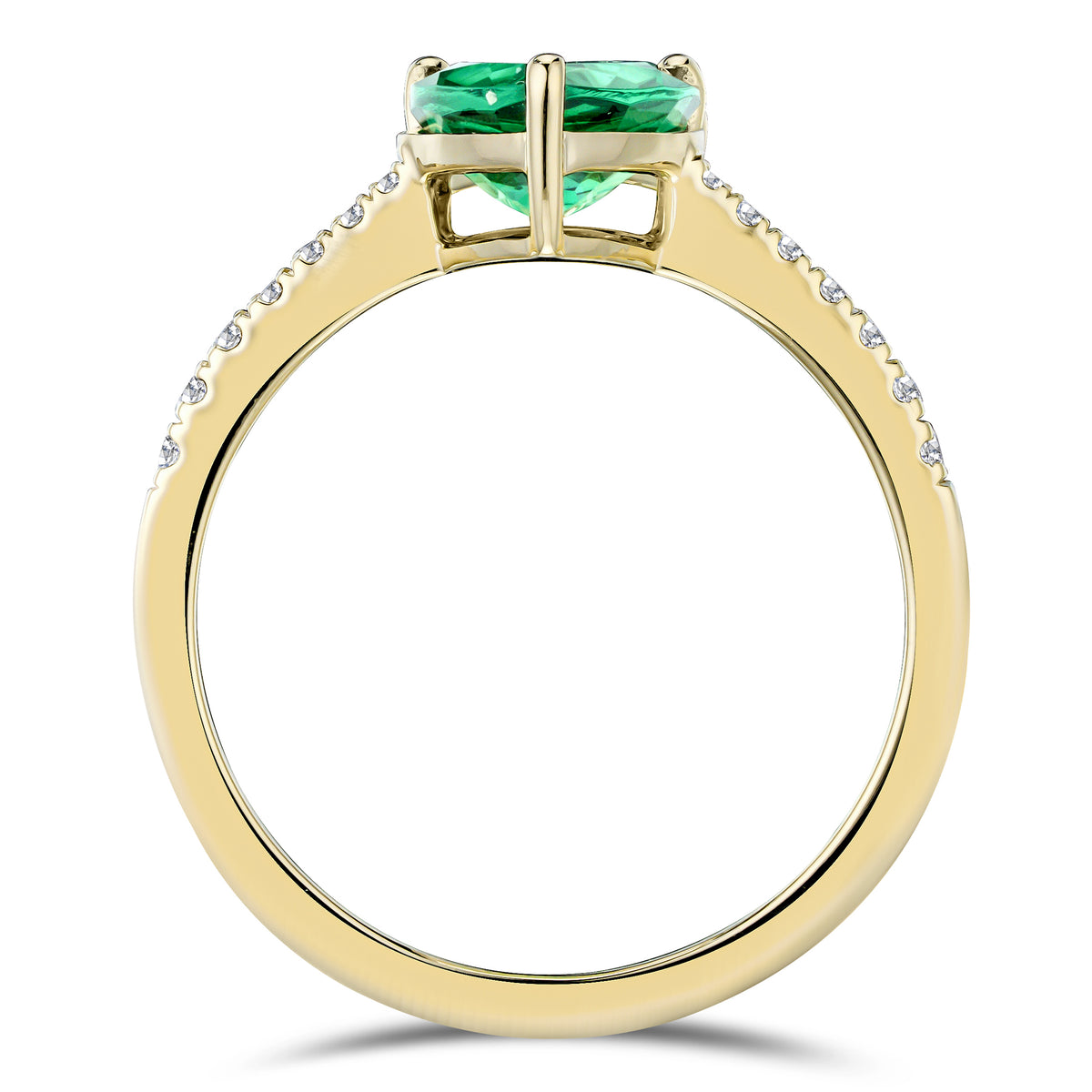 Astra 2.30ct Lab Emerald and Diamond Shoulder Set Pear Cut Ring in 18K Gold Vermeil