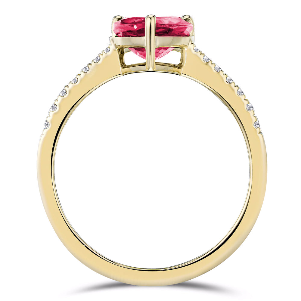 Astra 3.50ct Lab Ruby and Diamond Shoulder Set Pear Cut Ring in 18K Gold Vermeil