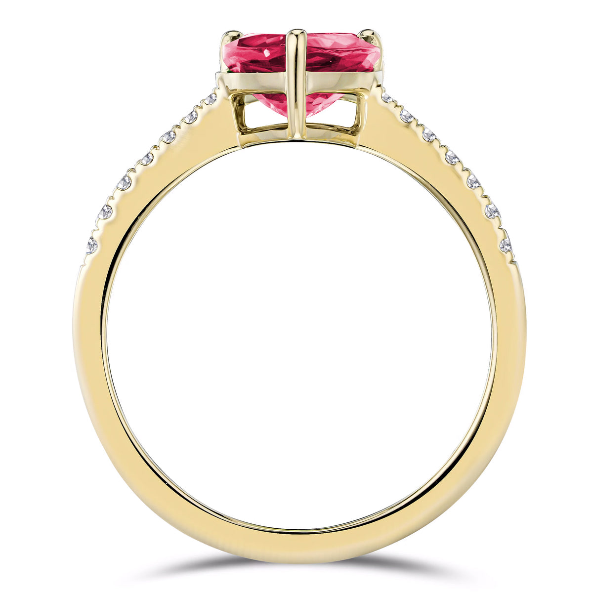 Astra 3.50ct Lab Ruby and Diamond Shoulder Set Pear Cut Ring in 18K Gold Vermeil