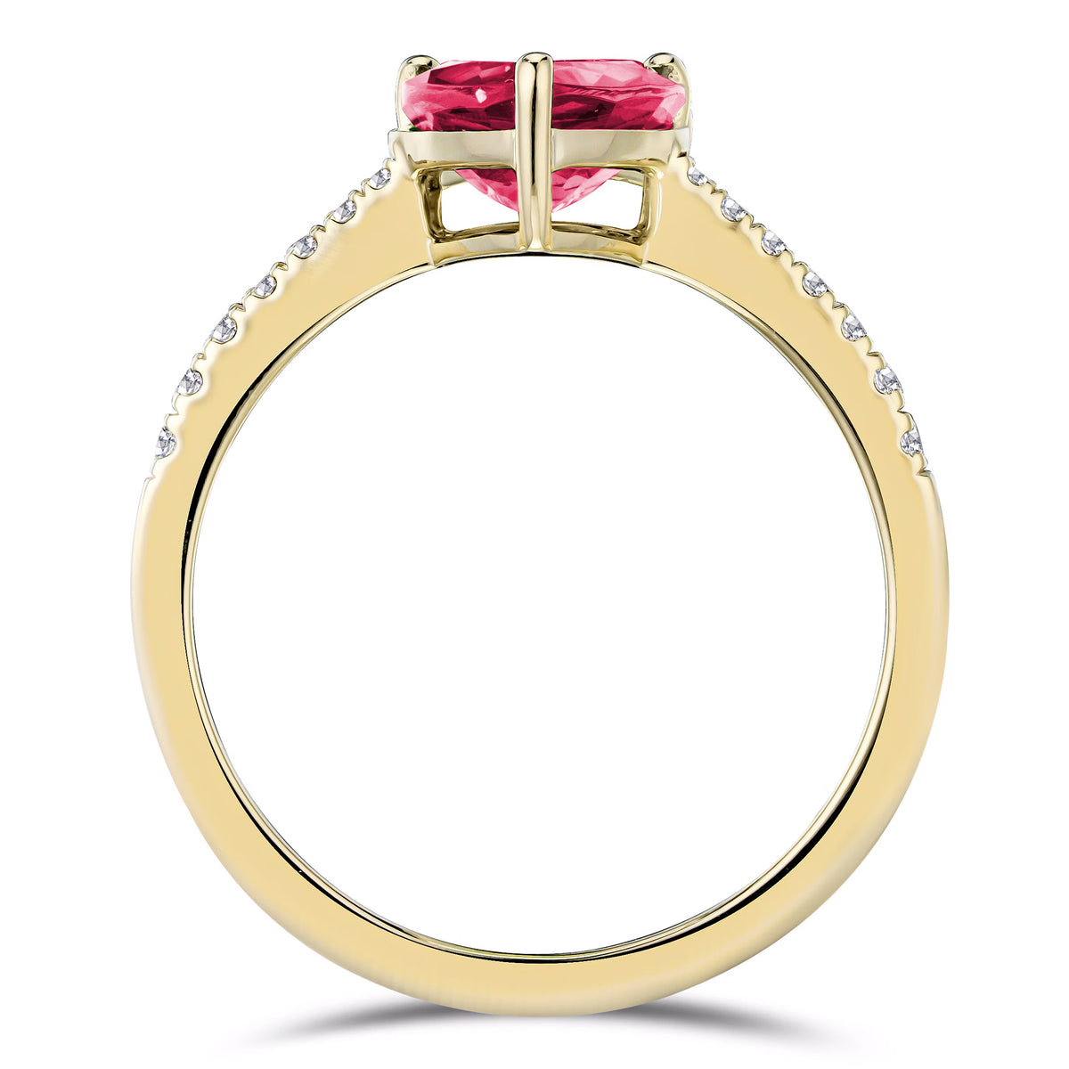 Astra Ruby Astra 3.50ct Lab Ruby and Diamond Shoulder Set Pear Cut Ring in 18K Go ...