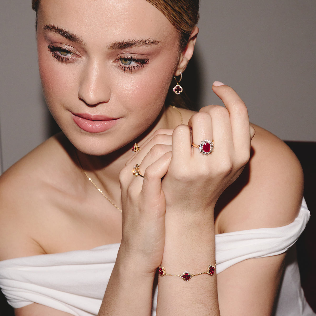 Ruby 2.40ct And Diamond 1.00ct Cluster Ring Set in Platinum