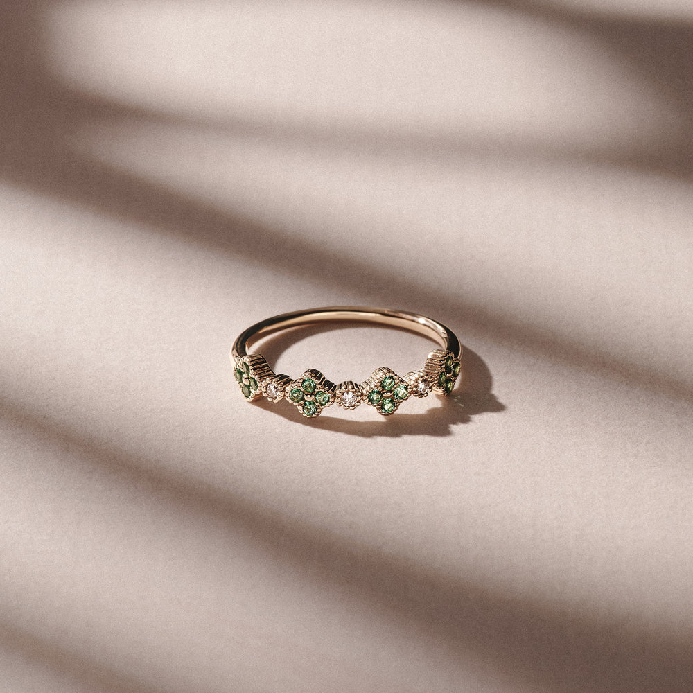 Alegria 4 Clover Lab Emerald Ring 0.18ct in 18k Gold Vermeil