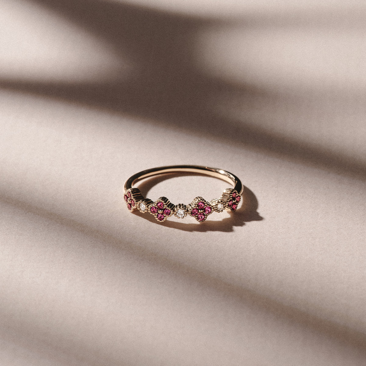 Alegria 4 Clover Lab Ruby Ring 0.18ct in 18k Gold Vermeil