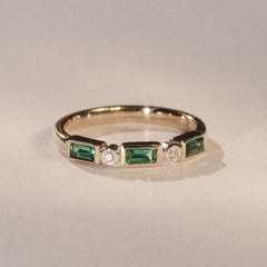 Forme 0.37ct Baguette Cut Lab Emerald 5 Stone Ring in 18K Gold Vermeil