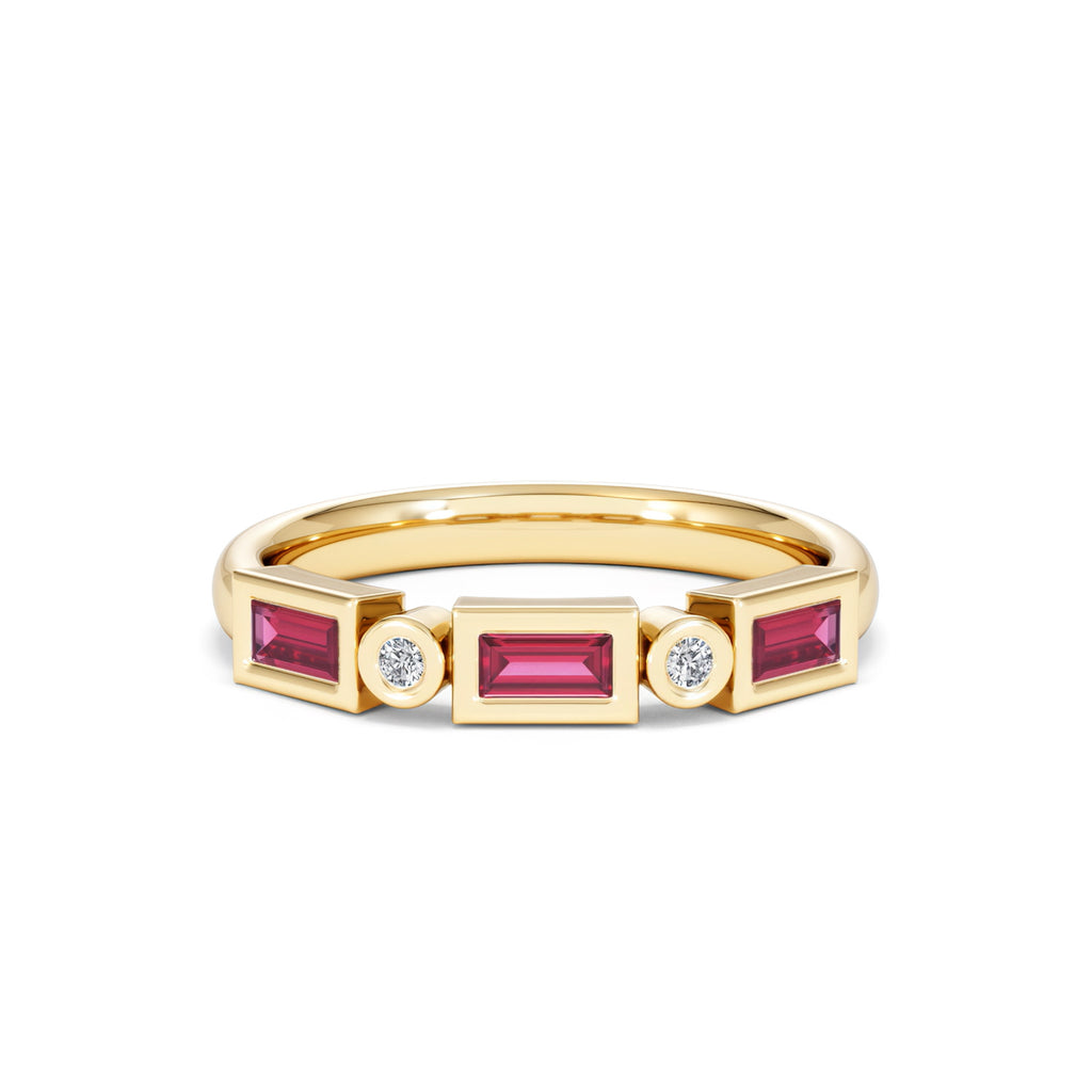 Forme 0.37ct Baguette Cut Lab Ruby 5 Stone Ring in 18K Gold Vermeil