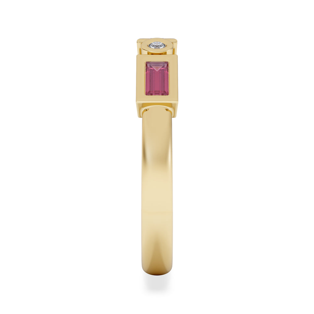 Forme 0.37ct Baguette Cut Lab Ruby 5 Stone Ring in 18K Gold Vermeil