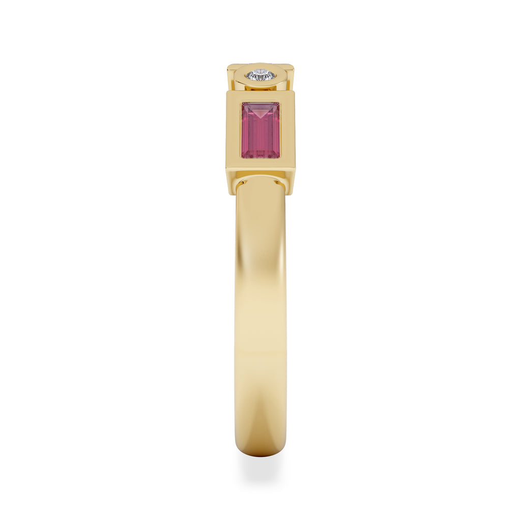 Forme 0.37ct Baguette Cut Lab Ruby 5 Stone Ring in 18K Gold Vermeil