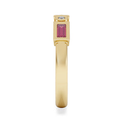 Forme 0.37ct Baguette Cut Lab Ruby 5 Stone Ring in 18K Gold Vermeil