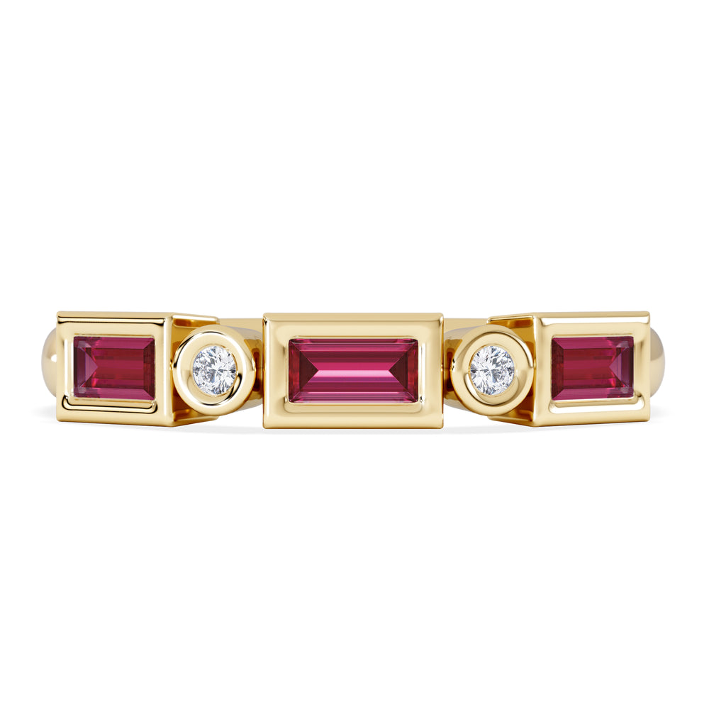 Forme 0.37ct Baguette Cut Lab Ruby 5 Stone Ring in 18K Gold Vermeil