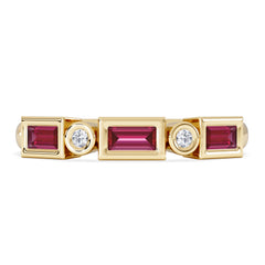 Forme 0.37ct Baguette Cut Lab Ruby 5 Stone Ring in 18K Gold Vermeil