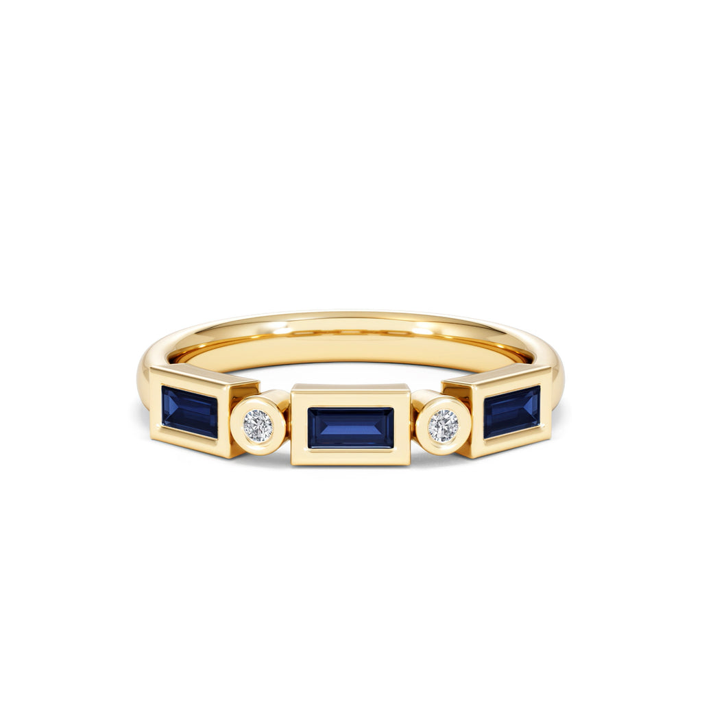 Forme 0.48ct Baguette Cut Lab Sapphire 5 Stones Ring in 18K Gold Vermeil