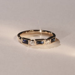 Forme 0.48ct Baguette Cut Lab Sapphire 5 Stones Ring in 18K Gold Vermeil