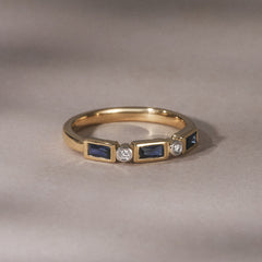 Forme 0.48ct Baguette Cut Lab Sapphire 5 Stones Ring in 18K Gold Vermeil