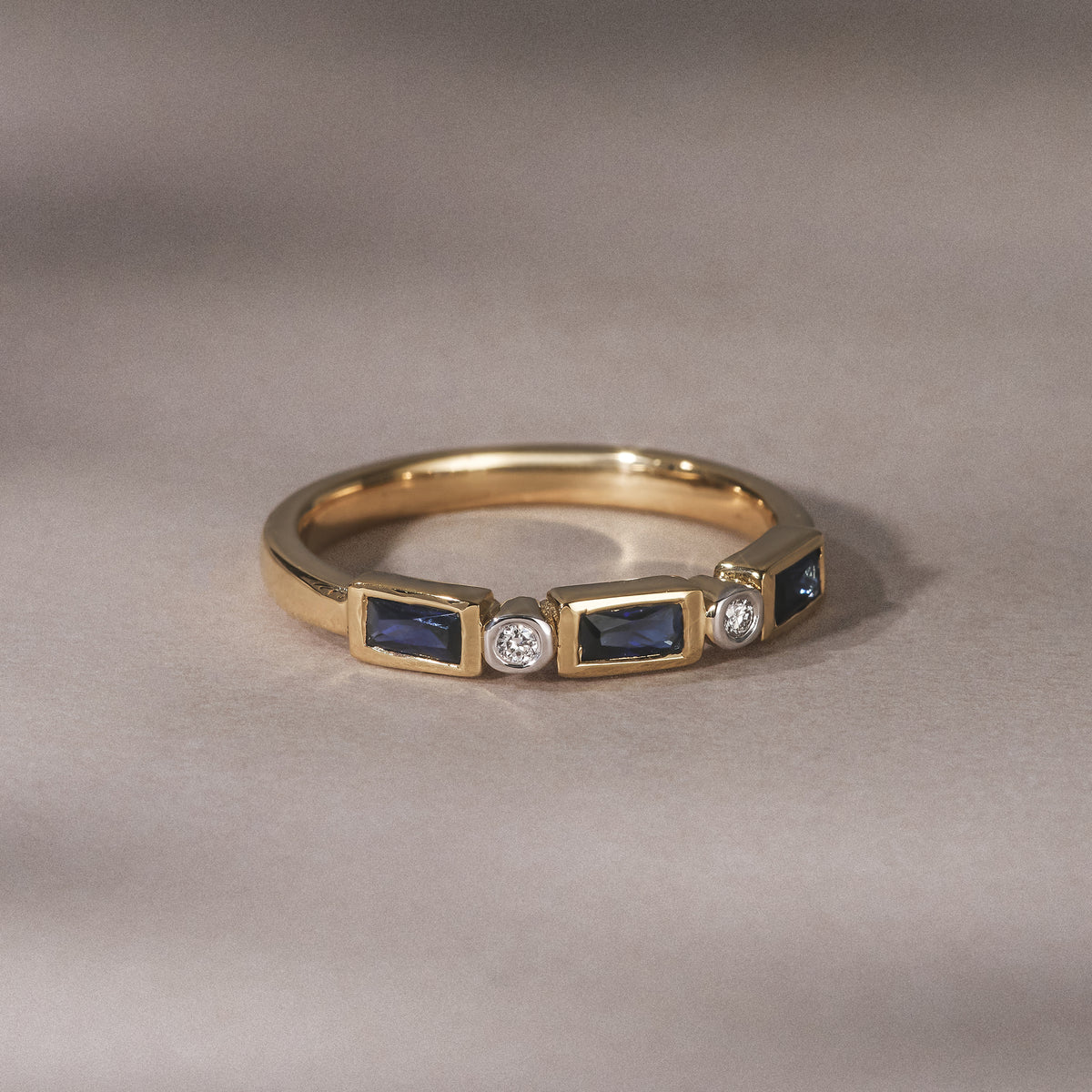 Forme 0.48ct Baguette Cut Lab Sapphire 5 Stones Ring in 18K Gold Vermeil