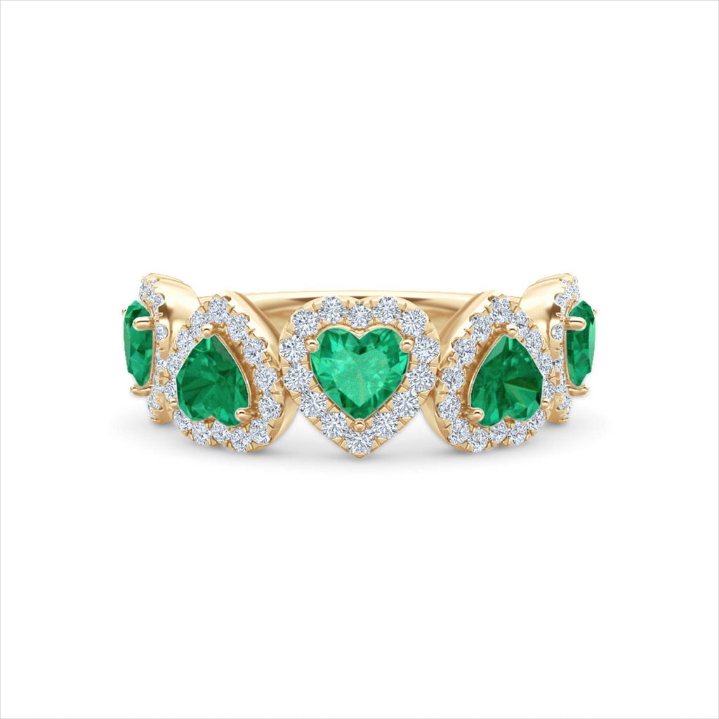 Chérie 1.70ct Heart Cut Lab Emerald and Lab Diamond Halo Ring in 18K Gold Vermeil