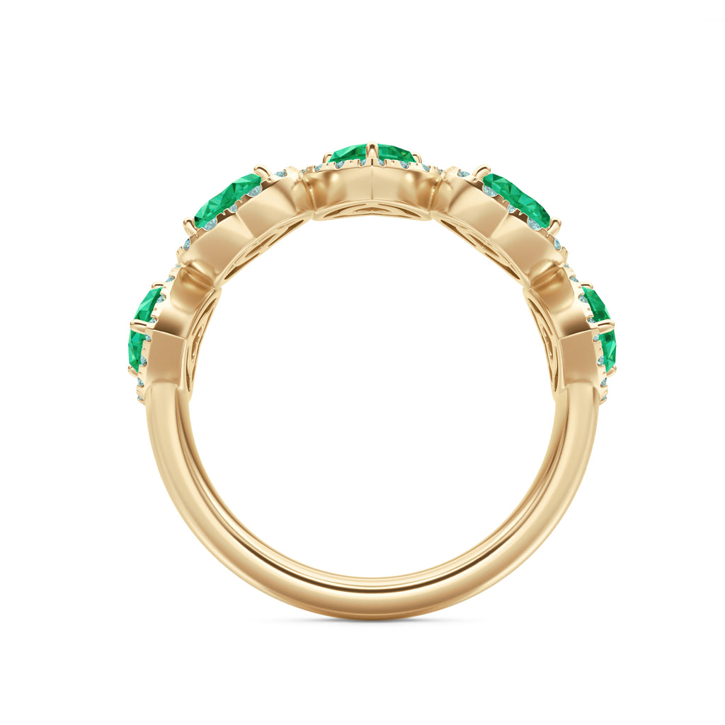 Chérie 1.70ct Heart Cut Lab Emerald and Lab Diamond Halo Ring in 18K Gold Vermeil