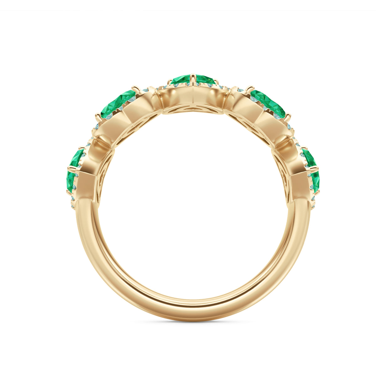 Chérie 1.70ct Heart Cut Lab Emerald and Lab Diamond Halo Ring in 18K Gold Vermeil