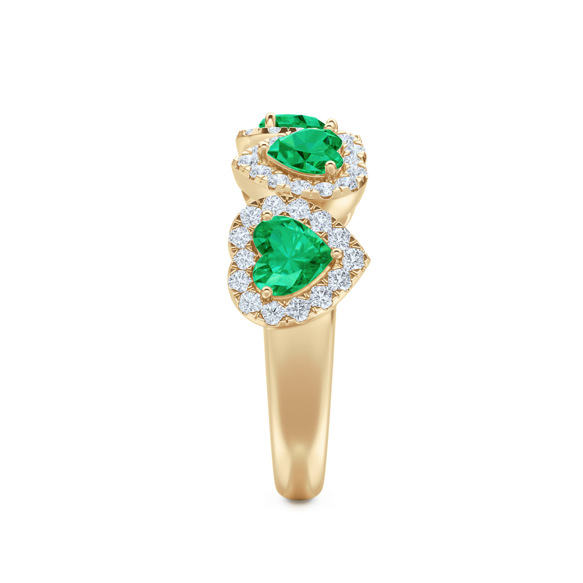 Chérie 1.70ct Heart Cut Lab Emerald and Lab Diamond Halo Ring in 18K Gold Vermeil