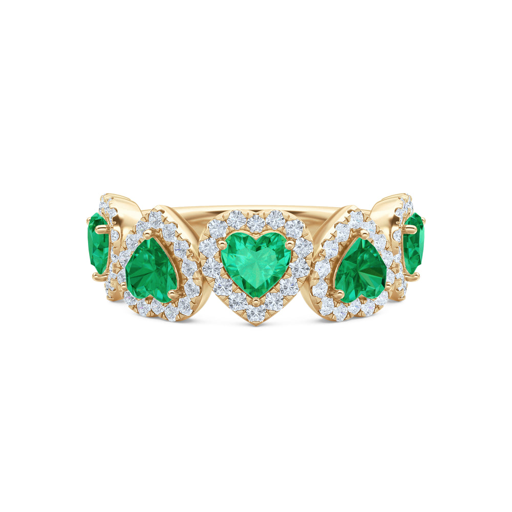 Chérie 1.70ct Heart Cut Lab Emerald and Lab Diamond Halo Ring in 18K Gold Vermeil