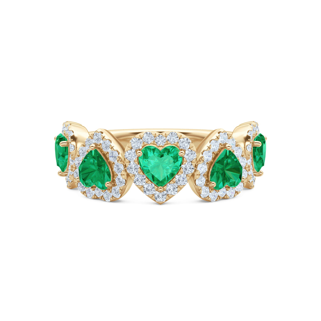 Chérie 1.70ct Heart Cut Lab Emerald and Lab Diamond Halo Ring in 18K Gold Vermeil
