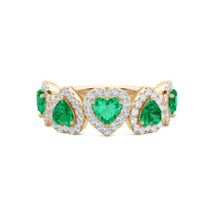 Chérie 1.70ct Heart Cut Lab Emerald and Lab Diamond Halo Ring in 18K Gold Vermeil