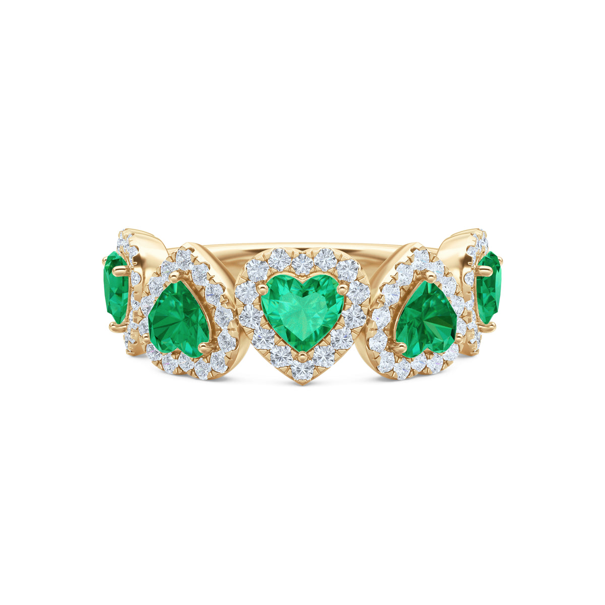 Chérie 1.70ct Heart Cut Lab Emerald and Lab Diamond Halo Ring in 18K Gold Vermeil