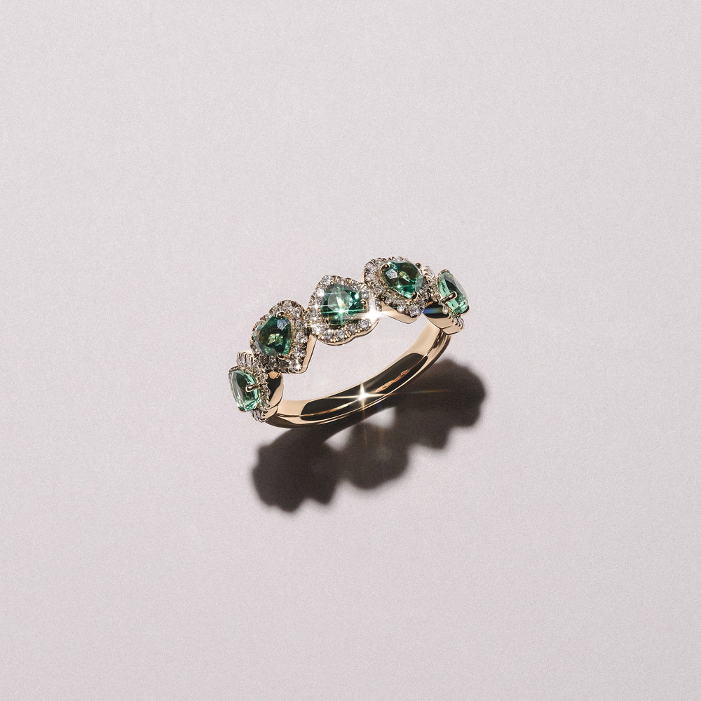Chérie 1.70ct Heart Cut Lab Emerald and Lab Diamond Halo Ring in 18K Gold Vermeil