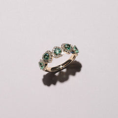 Chérie 1.70ct Heart Cut Lab Emerald and Lab Diamond Halo Ring in 18K Gold Vermeil
