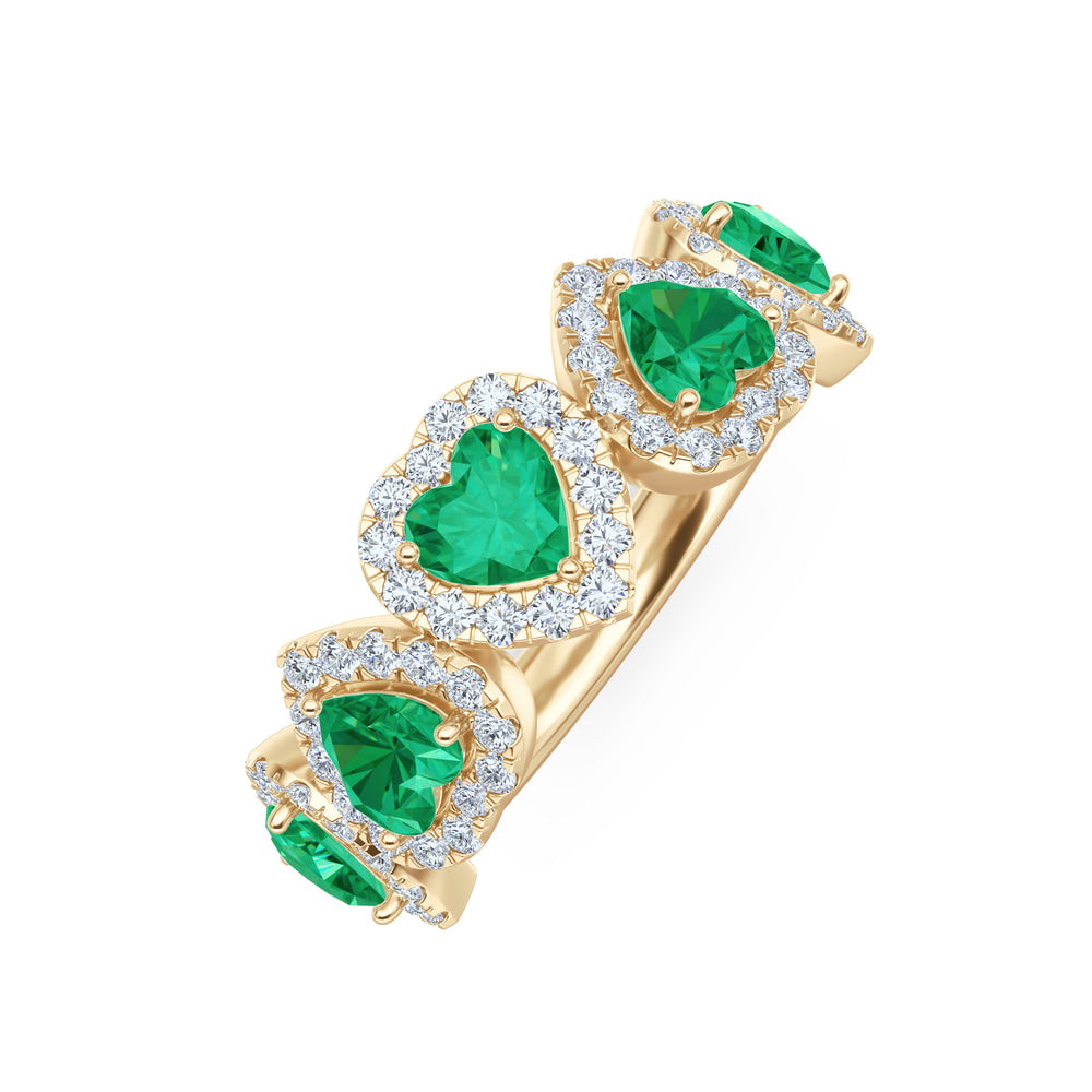 Chérie 1.70ct Heart Cut Lab Emerald and Lab Diamond Halo Ring in 18K Gold Vermeil
