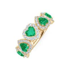 Chérie 1.70ct Heart Cut Lab Emerald and Lab Diamond Halo Ring in 18K Gold Vermeil