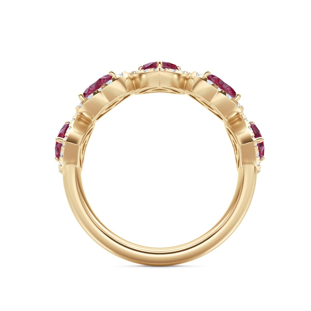 Chérie 1.80ct Heart Cut Lab Ruby and Lab Diamond Halo Ring in 18K Gold Vermeil