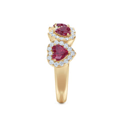 Chérie 1.80ct Heart Cut Lab Ruby and Lab Diamond Halo Ring in 18K Gold Vermeil