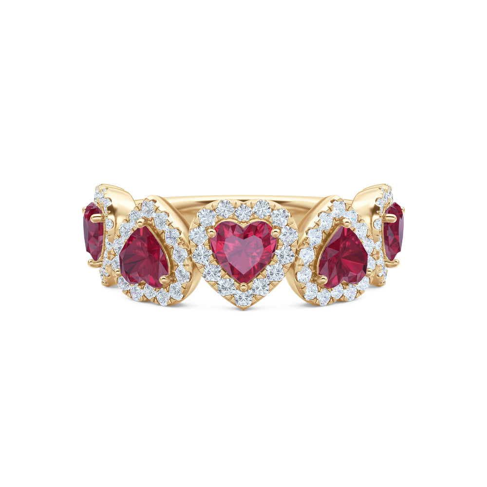 Chérie 1.80ct Heart Cut Lab Ruby and Lab Diamond Halo Ring in 18K Gold Vermeil