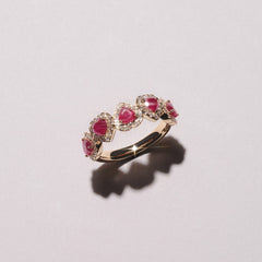 Chérie 1.80ct Heart Cut Lab Ruby and Lab Diamond Halo Ring in 18K Gold Vermeil