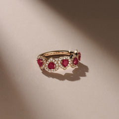 Chérie 1.80ct Heart Cut Lab Ruby and Lab Diamond Halo Ring in 18K Gold Vermeil