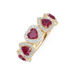 Chérie 1.80ct Heart Cut Lab Ruby and Lab Diamond Halo Ring in 18K Gold Vermeil