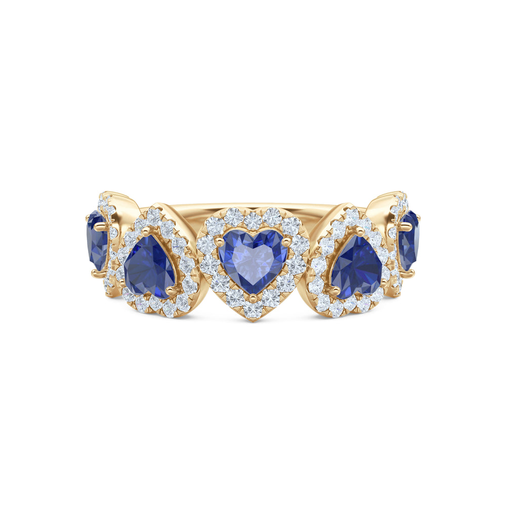 Chérie 1.80ct Heart Cut Lab Sapphire and Lab Diamond Halo Ring in 18K Gold Vermeil