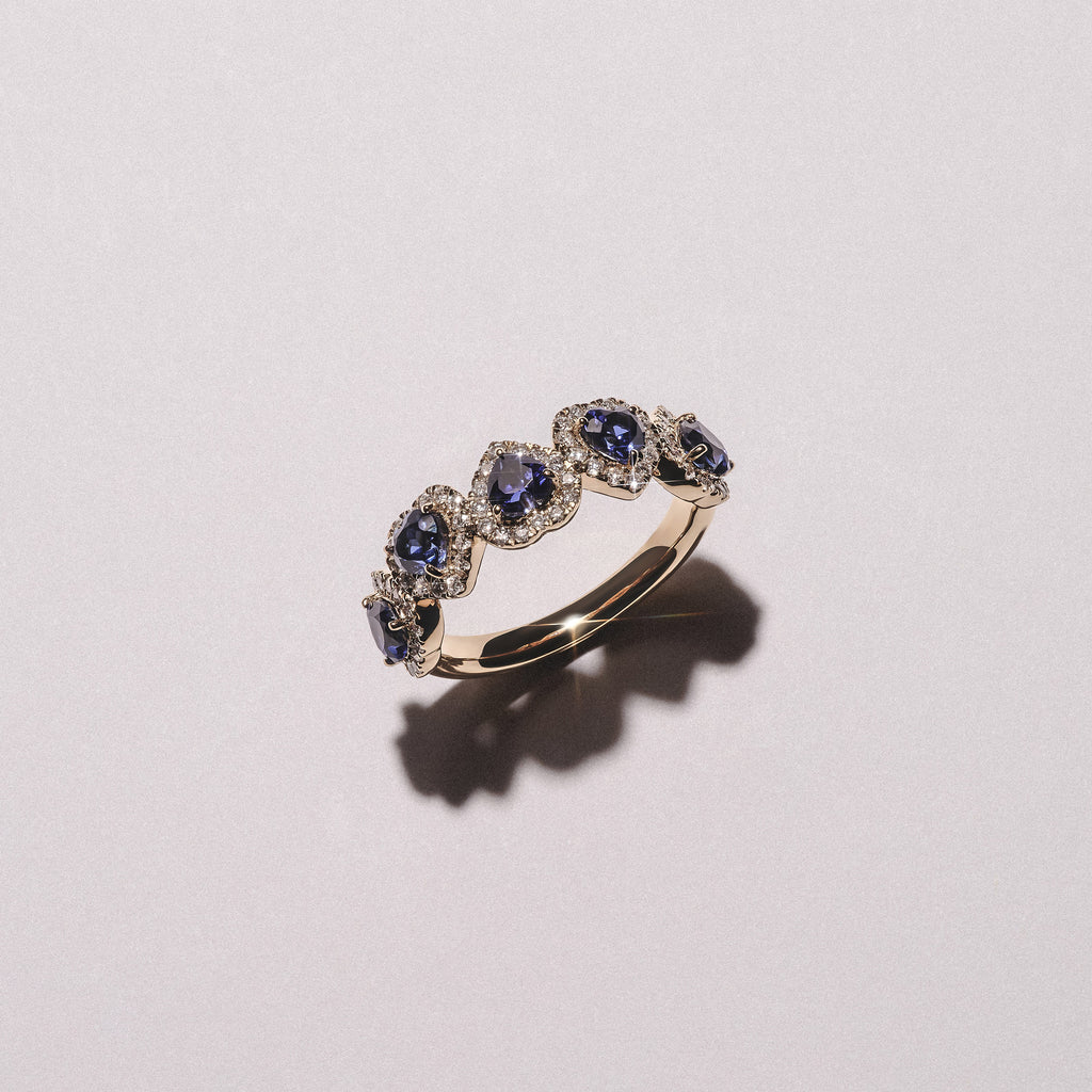 Chérie 1.80ct Heart Cut Lab Sapphire and Lab Diamond Halo Ring in 18K Gold Vermeil