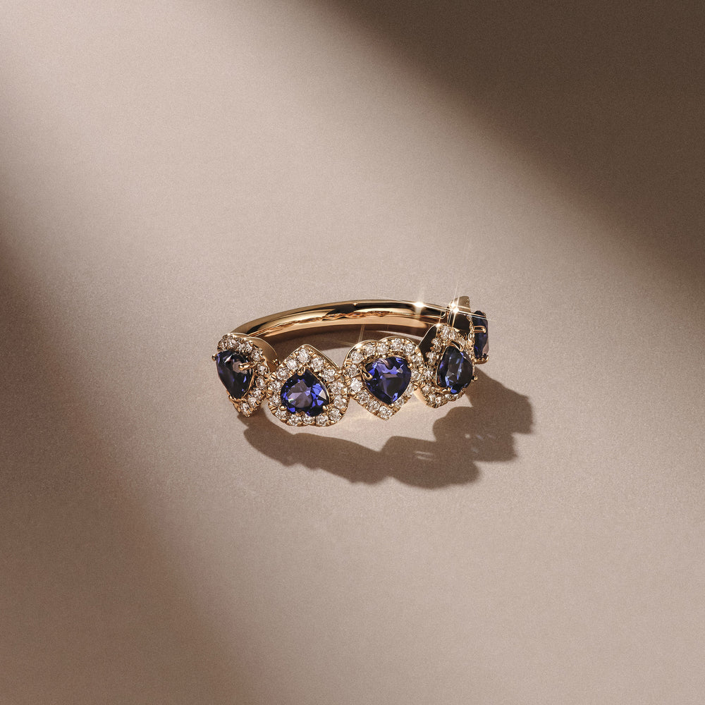 Chérie 1.80ct Heart Cut Lab Sapphire and Lab Diamond Halo Ring in 18K Gold Vermeil