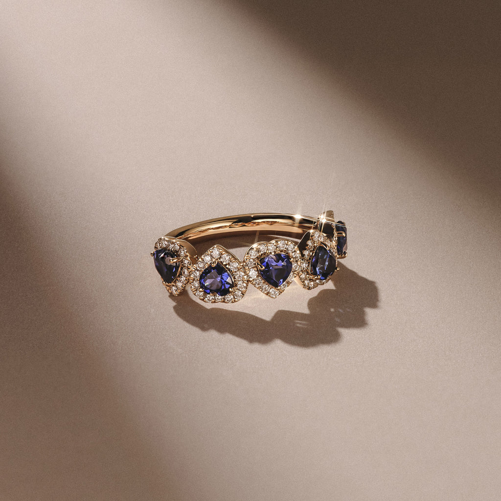 Chérie 1.80ct Heart Cut Lab Sapphire and Lab Diamond Halo Ring in 18K Gold Vermeil
