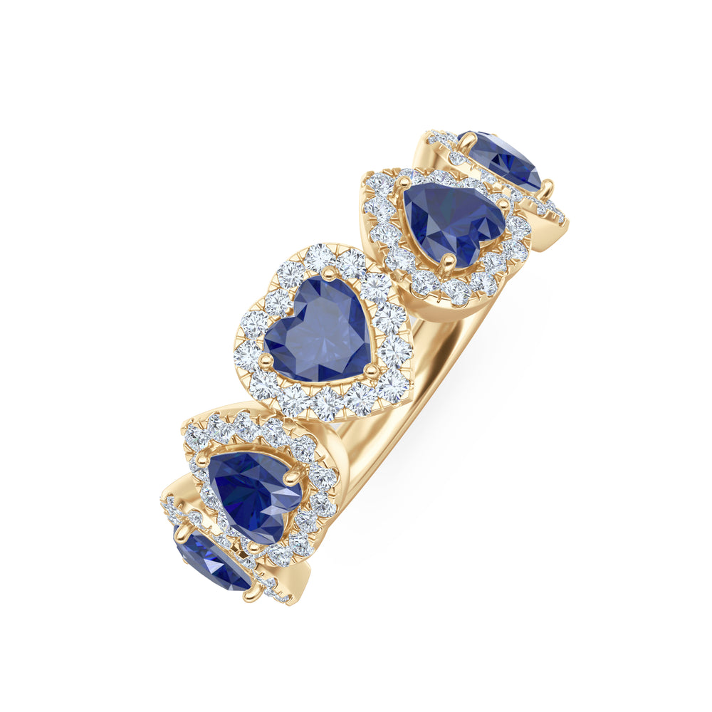 Chérie 1.80ct Heart Cut Lab Sapphire and Lab Diamond Halo Ring in 18K Gold Vermeil