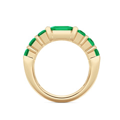 Vertex 2.33ct Emerald Cut Lab Emerald Men's Eternity Ring in 18K Yellow Gold Vermeil