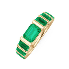 Vertex 2.33ct Emerald Cut Lab Emerald Men's Eternity Ring in 18K Yellow Gold Vermeil