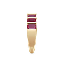 Vertex 3.25ct Emerald Cut Lab Ruby Men's Eternity Ring in 18K Yellow Gold Vermeil