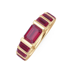 Vertex 3.25ct Emerald Cut Lab Ruby Men's Eternity Ring in 18K Yellow Gold Vermeil