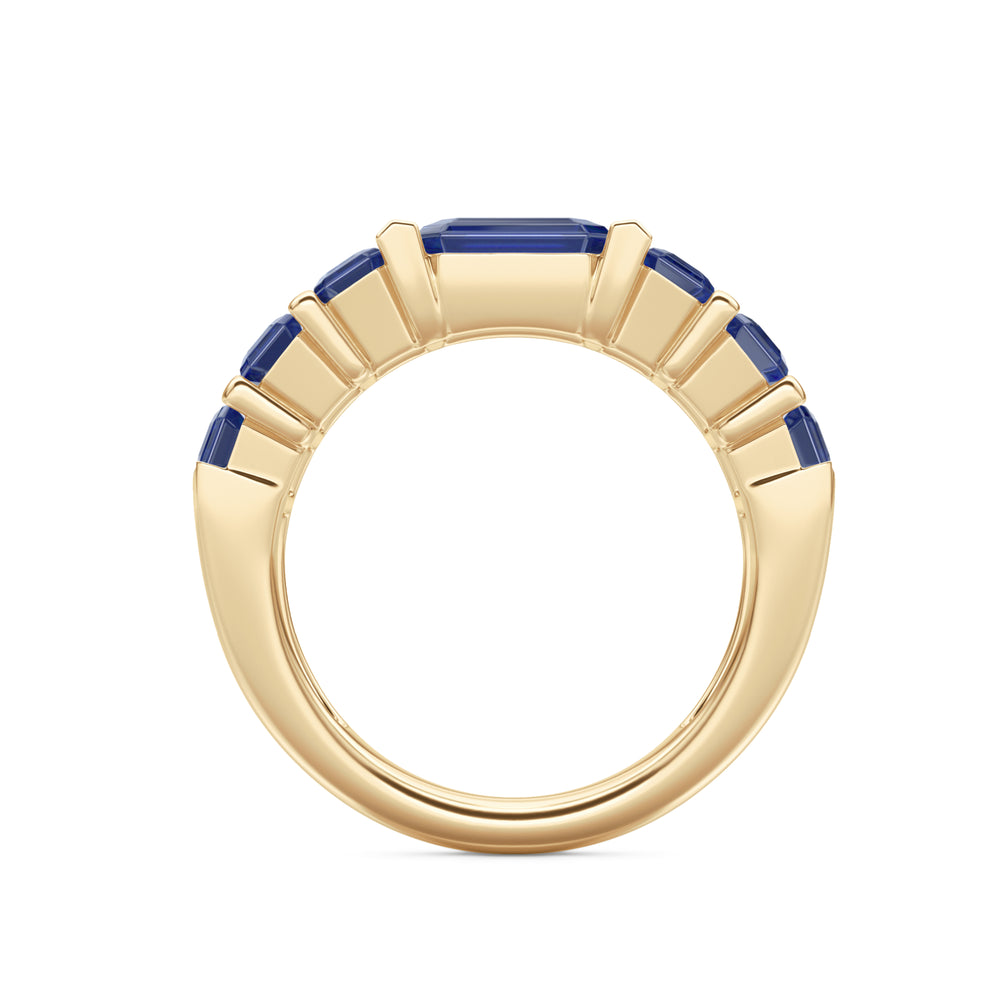 Vertex 3.36ct Emerald Cut Lab Sapphire Men's Eternity Ring in 18K Yellow Gold Vermeil