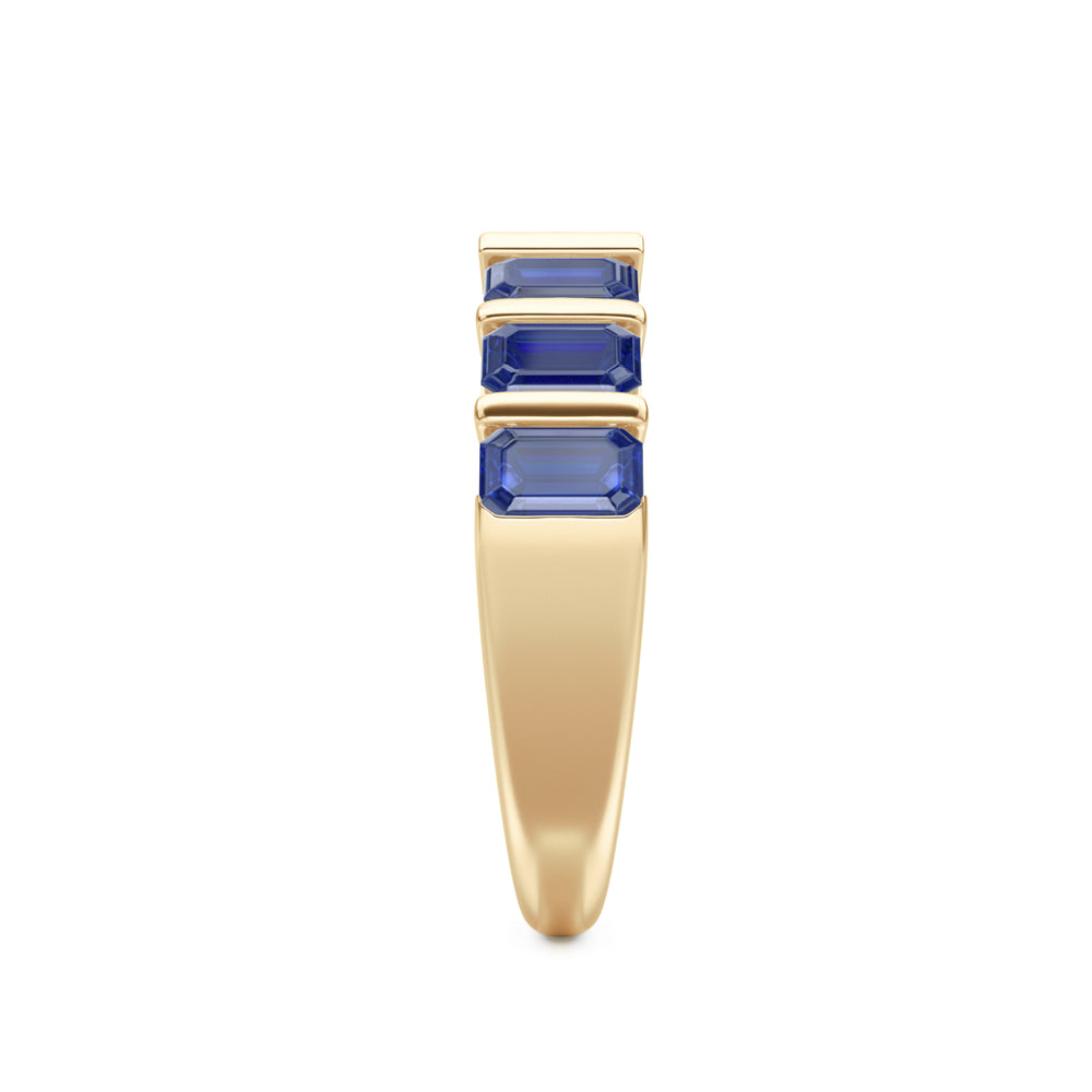 Vertex 3.36ct Emerald Cut Lab Sapphire Men's Eternity Ring in 18K Yellow Gold Vermeil