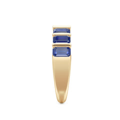 Vertex 3.36ct Emerald Cut Lab Sapphire Men's Eternity Ring in 18K Yellow Gold Vermeil
