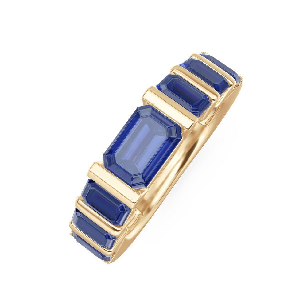 Vertex 3.36ct Emerald Cut Lab Sapphire Men's Eternity Ring in 18K Yellow Gold Vermeil